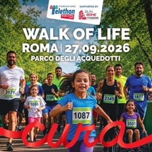 Locandina Walk of lifel Roma 27/06/2026 Parco degli acquedotti - Corsa con una bambina in primo piano